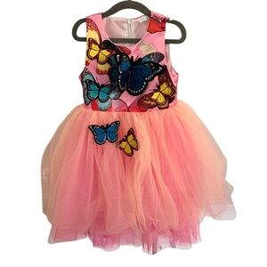 NWOT Mini Berni Pink Butterfly Party Dress size 2-3